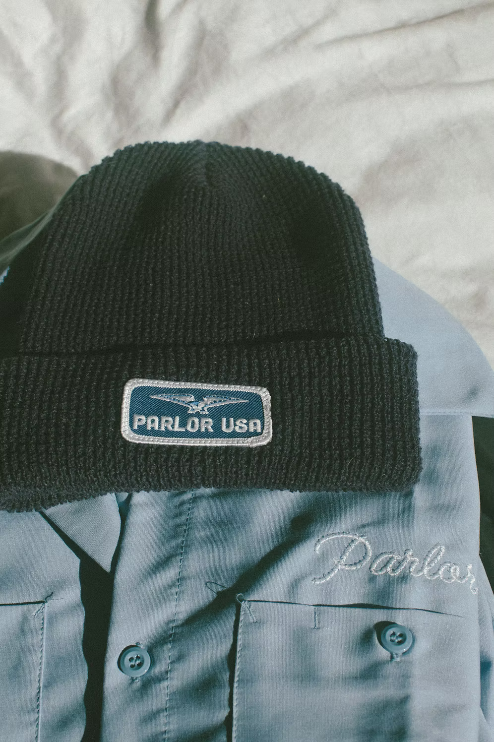 Navy Waffle Beanie