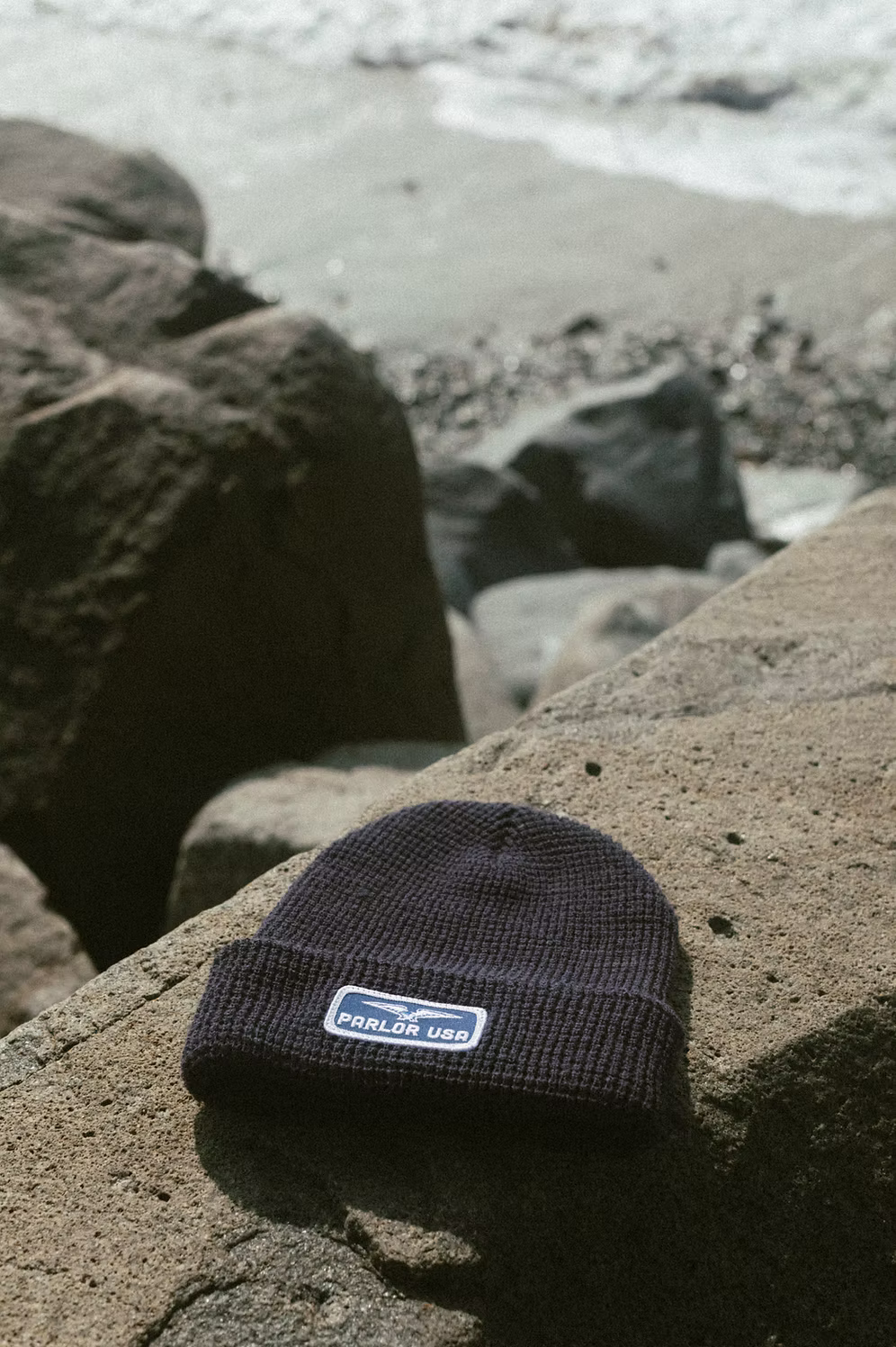 Navy Waffle Beanie